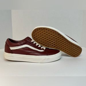 Vans brown rust leather moto old skool sneakers. Womens Size 6